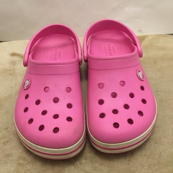 CROCS Shoes Crocs Size 3 Pink Back Strap Style Girls Poshmark